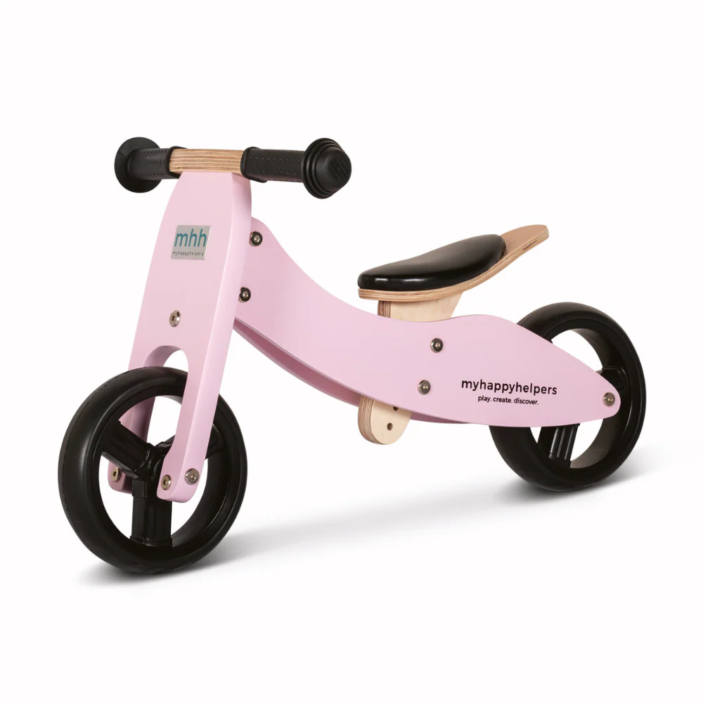 2 in 1 Mini Trike / Balance Bike with Basket - Rose - Image 3