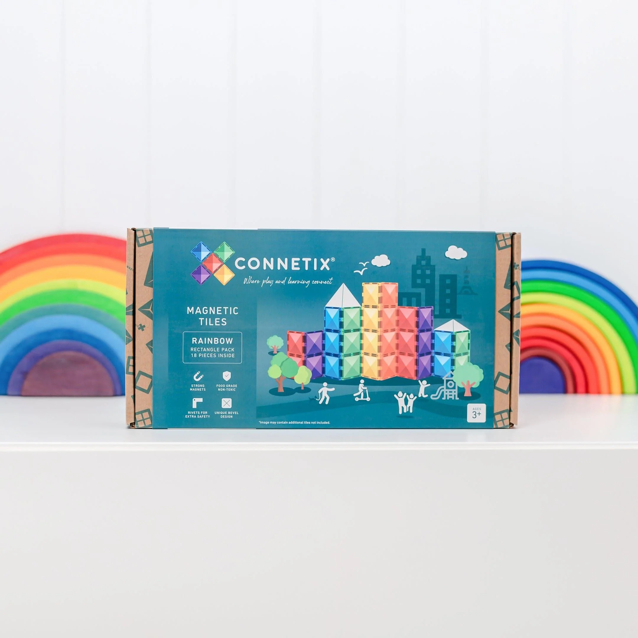 Connetix Rainbow Rectangle Pack 18pc - Image 3